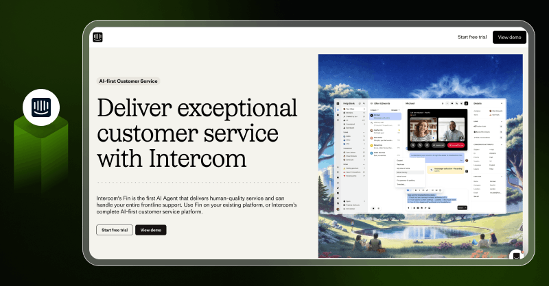 Intercom AI chatbot customer service platform interface showing automated support and live chat features
